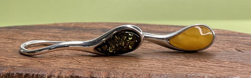Sterling Silver Amber Yellow Cabochon Dangle Earrings Long Drop 4g